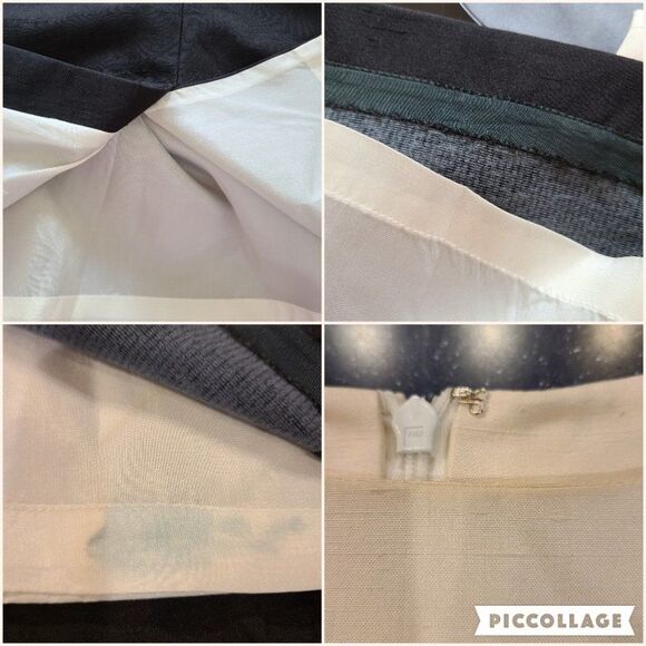 Richard Warren 100% Silk Dress Color Block Cream Green Navy Size 4 Hong Kong - Picture 15 of 16